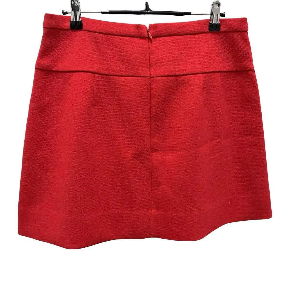 J Crew Box Pleat A Line Mini Skirt Size‎ 6 Red Preppy Holiday Christmas NWT
